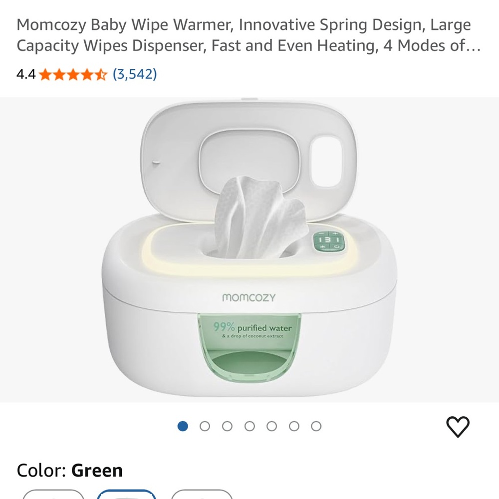 Momcozy Baby Wipe Warmer - White with Green Accents
